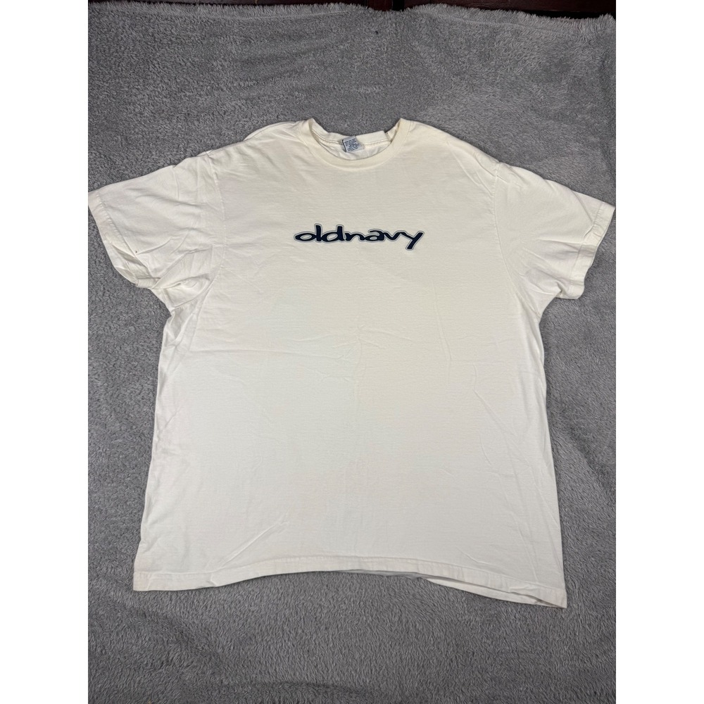Old Navy Graphic T Shirt Mens XL Cream Good Vintage 90s Puffy Logo Retro Tee